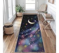 Tapis de Couloir Étoiles et Lune Tapis de Passage Ciel Étoilé 50x120cm Antidérapant et Lavable Interieur Rug pour Entree Couloir Salon Chambre à Coucher Cuisine rO&P43