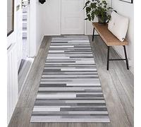 Tapis de couloir extra long à rayures grises de 1 m à 6 m, antidérapant, durable, parfait pour l'entrée, le salon et les zones à fort trafic, 120 x 250 cm