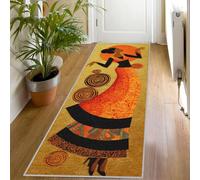 Tapis de Couloir Femme Africaine, 70x240 Tapis de Passage Ethnique Tribal Afrique Extra Long Antidérapant Lavable, Carpet Interieur pour Cuisine Salon à Coucher Descente de lit Poil Ras Rug Zp323