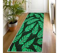 Tapis de Couloir Feuilles Vert, 70x240 Tapis de Passage Tropical Extra Long Antidérapant Lavable, Carpet Interieur pour Cuisine Salon à Coucher Descente de lit Poil Ras Rug uS583