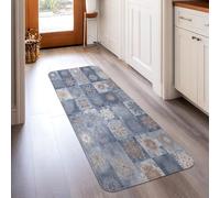 Tapis de couloir flocon de neige élégant géométrique floral hiver bleu à poils courts éponge tapis imprimé rectangulaire pour cuisine, porte, entrée, table de chevet, 0,6 x 1,5 m