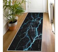 Tapis de Couloir Foudre Bleu, 80x250 Tapis de Passage Cool Abstrait Moderne Extra Long Antidérapant Lavable, Carpet Interieur pour Cuisine Salon à Coucher Descente de lit Poil Ras Rug Lm1240