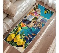 Tapis De Couloir Fruit Citron, Tapis De Passage Mer Méditerranée Italie, Carpet 60x120cm Lavable Et Antidérapant Poils Ras pour Aux Buanderies Et Aux Chambre Rugs