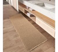 Tapis de couloir gaufré, super absorbant, antidérapant, lavable en machine avec pompons, idéal pour couloir, chambre à coucher, buanderie, marron, 0,6 x 1,8 m (61 x 182,9 cm)