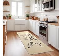 Tapis De Couloir Géographie Cartes Lignes Antidérapant Lavable en Machine Noir Tapis Long Étroit pour Entrée Cuisine Salon Chambre, Doux Et Confortable Surface Flanelle 60X150 Cm
