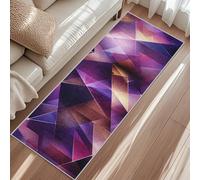 Tapis De Couloir Géométrique 3D, Tapis Cuisine Triangle Violet Abstrait Moderne, 50 x 150cm Antidérapant Poils Ras Lavable en Machine Carpet pour Passage Buanderie Balcon Rugs
