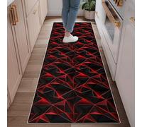 Tapis de couloir géométrique, moderne, contemporain, pyramide triangulaire, sans rouge, antidérapant, esthétique, rectangulaire pour cuisine, couloir, buanderie, entrée, décoration 6,1 x 1,8 m