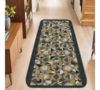 Tapis de couloir géométrique, moderne et minimaliste, triangles et diamants, sans or, à poils ras avec bordure en éponge, tapis rectangulaire pour cuisine, entrée, chevet, buanderie, décoration de 6,1