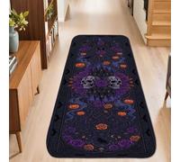 Tapis de couloir gothique effrayant rose Jack-o'-Lantern Halloween violet à poils courts rectangulaire pour cuisine, entrée, chevet, buanderie, décoration 6,1 x 1,5 m