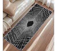 Tapis de Couloir Grille Noire et Blanche, Lavable et Antidérapant, Tapis Long Illusions d'optique Modern pour Cuisine, Entrée, Salon, Chambre, Décoration Intérieure, Descente de Lit 65x240 cm m5&164