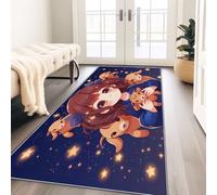 Tapis de Couloir Imprimé Mignonne Bélier Planète Fille - 60 x 120 cm Lavable Tapis d'entrée Intérieur pour Couloir Descente de Lit, Bleu Foncé Antidérapant Poil Ras Carpet Cuisine