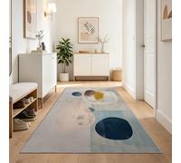 Tapis de Couloir Lavable 60x180 cm Motif Formes Géométriques Irrégulières Lignes, Couleur Claire Abstrait Tapis de Couloir Antibactérien Pliable Antidérapant, pour Cuisine Entrée Descente de lit