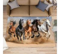 Tapis de couloir lavable et antidérapant pour décoration d'intérieur Motif cheval au galop 70 x 120 cm
