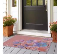 Tapis de Couloir Lavable et Antidérapant, Rose Chemin de Passage à Poils Ras pour Entrée Cuisine, Aquarelle Rose Magnolia Fleurs Long Doux pour Animaux et Enfants, 80 x 150 cm