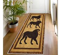 Tapis de Couloir Lion, 80x300 Tapis de Passage Rustique Vintage Extra Long Antidérapant Lavable, Carpet Interieur pour Cuisine Salon à Coucher Descente de lit Poil Ras Rug, dS392
