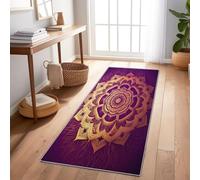 Tapis de Couloir Long 60 x 120 cm Tapis de Passage Lavable Antidérapant Doux Délicat Géométrique Fleurs Mandalas Tapis pour Buanderie Cuisine Chambre, Violet