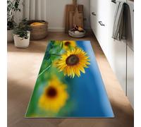 Tapis de Couloir Long 60 x 120 cm Ultra Doux à imprimé Tournesols Des Champs Fleurs, Tapis de Passage Coureur Lavable Antidérapant Photographie De Nature pour couloir escalier Chambre Cuisine