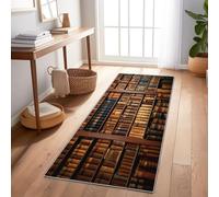 Tapis de Couloir Long 60 x 180 cm Tapis de Passage Lavable Antidérapant Doux Nostalgie rétro Photographie de Livres Tapis pour Buanderie Cuisine Chambre, Tanné
