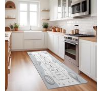 Tapis de Couloir Long 65 x 240 cm, Poil Ras Antidérapant Tapis pour Porte Buanderie, Thème De l'espace Marelle pour Enfants Carrés Long Entrée Doux pour Interieur Chambre à Coucher et Salon, Gris