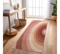 Tapis de Couloir Long 65 x 240 cm Tapis de Passage Lavable Antidérapant Doux Minimaliste géométrique Arche Courbe Tapis pour Buanderie Cuisine Chambre, Rose