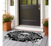 Tapis de Couloir Long 80 x 150 cm Tapis de Passage Antidérapant Doux Microfibre - Mystérieux Gothique Esthétique Sombre Crâne Passage Couloir pour Buanderie Salon Cuisine, Noir