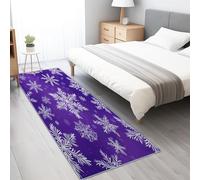 Tapis de couloir long à motif flocons de neige de Noël, tapis de cuisine lavable antidérapant à motifs de dessins animés, tapis long violet doux pour entrée, salon, chambre (160x210cm/violet)