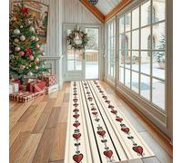 Tapis de Couloir Long Amour Rayures Tapis d'Entrée Antidérapant Paillasson Absorbant et Lavable Romantique Nœud Papillon pour Cuisine, Devant Evier et Chambre 60x150 cm