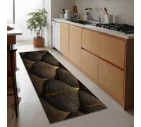 Tapis de Couloir Long Antidérapant 40 x 120 cm, Tapis de Passage Style Japonais Élégance Photographie Feuilles Lavable et Doux à Poil Ras pour Passage Chambre Cuisine Entrée Intérieure, Café Foncé