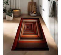 Tapis de Couloir Long Antidérapant 60 x 150 cm, Tapis de Passage Minimaliste Moderne Géométrique Mystérieux Lavable et Doux à Poil Ras pour Passage Chambre Cuisine Entrée Intérieure, Rouge