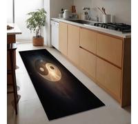 Tapis de Couloir Long Antidérapant 60 x 180 cm, Tapis de Passage Mystérieux Symboles Chinois Traditionnel Lavable et Doux à Poil Ras pour Passage Chambre Cuisine Entrée Intérieure, Gris Foncé