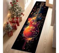 Tapis de Couloir Long Aquarelle Guitare Art Abstrait Éclaboussure D'encre Tapis de Passage Pop Art Musique Paillasson Couloir 60x180 cm Descente de Lit Lavable Doux Interieur Chambrel Mangerd Salon