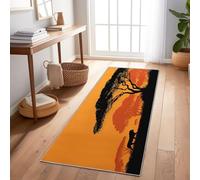Tapis De Couloir Long Extra Long Antidérapant Lavable en Machine Tapis De Passage pour Entrée Couloir Cuisine Salon Chambre Tropical Acacia Lion Couleur Orange 60X240 Cm