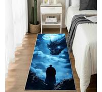 Tapis de Couloir Long Fantastique Dragon Tapis d'Entrée Antidérapant Mystique Personnage Paillasson Absorbant et Lavable Science Fiction Lune pour Cuisine, Devant Evier et Chambre 60x150 cm