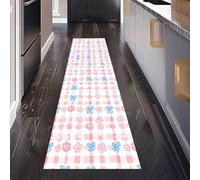 Tapis de Couloir Long Plaid Carreaux Tapis d'Entrée Antidérapant Mignon Nœud Papillon Paillasson Absorbant et Lavable Floral Fleur pour Cuisine, Devant Evier et Chambre 60x150 cm