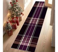 Tapis de Couloir Long Plaid Rayé Tapis d'Entrée Antidérapant Classique Carreaux Paillasson Absorbant et Lavable Mode Stripes pour Cuisine, Devant Evier et Chambre60x150 cm
