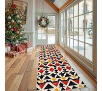 Tapis de Couloir Long Tribal Motif Tapis de Cuisine Antidérapant Géométrique Abstrait Lavable en Machine Coloré Optique Paillasson Doux pour Entrée Intérieur et Chambre 60x150 cm