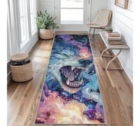 Tapis de Couloir Loup Galaxie Tapis de Passage Ciel Étoilé 50x120cm Antidérapant et Lavable Interieur Rug pour Entree Couloir Salon Chambre à Coucher Cuisine nJ&G318