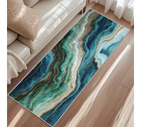 Tapis de Couloir Marbre Sarcelle Motif Moderne Abstrait Luxe Tapis de Passage Antidérapant et Lavable Poil Ras Interieur Rug pour Entree Salon Chambre à Coucher Cuisine 60x120 X1a8A134