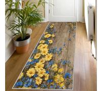 Tapis de Couloir Marguerite Rustique, Long Doux Antidérapant 80x180 Carpet Cuisine Grain de Bois Vintage Lavable en Machine Tapis d'entrée Intérieur pour Couloir, Passage Poil Ras Rug, dS651