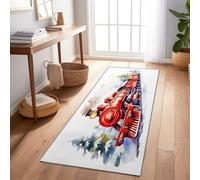 Tapis De Couloir Moderne 60X240 Cm Festival Train Vintage Cèdres Rouge - Tapis Lavable Antidérapant Long Et Étroit, Parfait pour Entrée, Hall Ou Cuisine, Doux Et Résistant