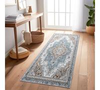 Tapis De Couloir Moderne 80X200 Cm Style Sud-Ouest Géométrie Tissage Bleu - Tapis Lavable Antidérapant Long Et Étroit, Parfait pour Entrée, Hall Ou Cuisine, Doux Et Résistant