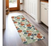 Tapis de couloir moderne abstrait, triangles, pois, vert printemps, antidérapant, ne perd pas ses poils pour cuisine, porte, entrée, table de chevet, 0,6 x 1,5 m