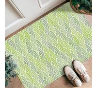 Tapis de couloir moderne et contemporain avec lignes courbes vertes printanières, antidérapant, ne perd pas ses poils pour cuisine, entrée, chevet, porte, couloir, décoration 61 x 0,9 m