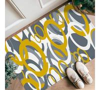 Tapis de couloir moderne et contemporain avec motif géométrique qui se chevauche - Ne perd pas ses poils - Pour cuisine, entrée, buanderie, chevet - 61 x 91 cm