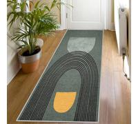 Tapis de Couloir Moderne Milieu du Siècle, 80x300 Tapis de Passage Géométrique Abstrait Long Antidérapant Lavable, Carpet Interieur pour Cuisine Salon à Coucher Descente de lit Poil Ras Rug, pA197