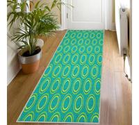 Tapis de Couloir Moderne Milieu du Siècle, Long Doux Antidérapant 60x210 Carpet Cuisine Rétro Sarcelle Lavable en Machine Tapis d'entrée Intérieur pour Couloir, Passage Poil Ras Rug, oT983