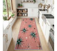 Tapis de Couloir Moderne Pop Géométrique Girly Antidérapant 60 x 180 cm | Tapis de Passage Rose Bleu Vert Étoiles Lavable en Machine pour Salon Kitchen Chambre Enfant Descente de Lit
