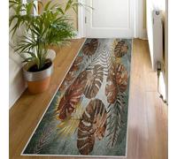 Tapis de Couloir Monstera, 80x250 Tapis de Passage Feuilles Tropicales Extra Long Antidérapant Lavable, Carpet Interieur pour Cuisine Salon à Coucher Descente de lit Poil Ras Rug uS470