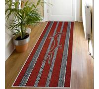 Tapis de Couloir Motif Animaux Abstrait, Long Doux Antidérapant 80x200 Carpet Cuisine Tribal Terre Cuite Lavable en Machine Tapis d'entrée Intérieur pour Couloir, Passage Poil Ras Rug Nw554