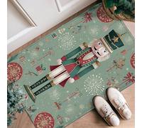 Tapis de couloir motif casse-noisette, cadeau festif de Noël, flocon de neige, vert, éponge à poils ras esthétique, tapis rectangulaire pour cuisine, entrée, buanderie, décoration de chevet, 0,6 x 0,9